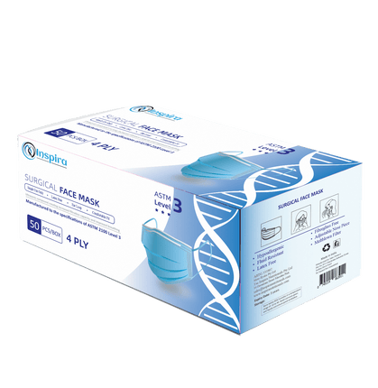 Surgical 4 Ply Face Mask Earloops Box 50 - Inspira Nutritionals