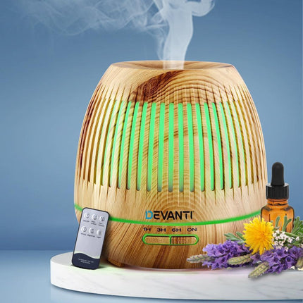 Devanti Aromatherapy Diffuser Aroma Essential Oils Air Humidifier LED Light 400ml - Inspira Nutritionals