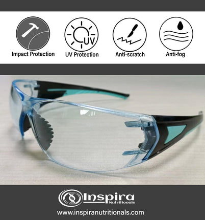 Safety Glasses Fashionable Light Blue Lens - Inspira Nutritionals