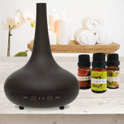 Essential Oil Diffuser Ultrasonic Humidifier Aromatherapy LED Light 200ML 3 Oils - Inspira Nutritionals
