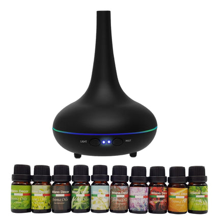Milano Aroma Diffuser Set With 10 Pack Diffuser Oils Humidifier Aromatherapy - Inspira Nutritionals