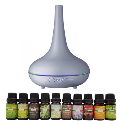 Milano Aroma Diffuser Set With 10 Pack Diffuser Oils Humidifier Aromatherapy - Inspira Nutritionals