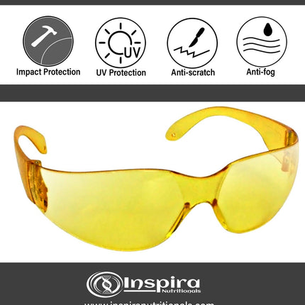 Safety Glasses Amber or Yellow Tint - Inspira Nutritionals