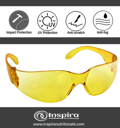 Safety Glasses Amber or Yellow Tint - Inspira Nutritionals